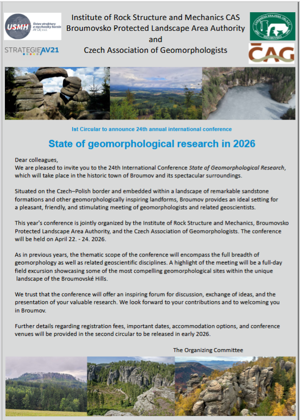 26th Conference: State of geomorphological research in 2026