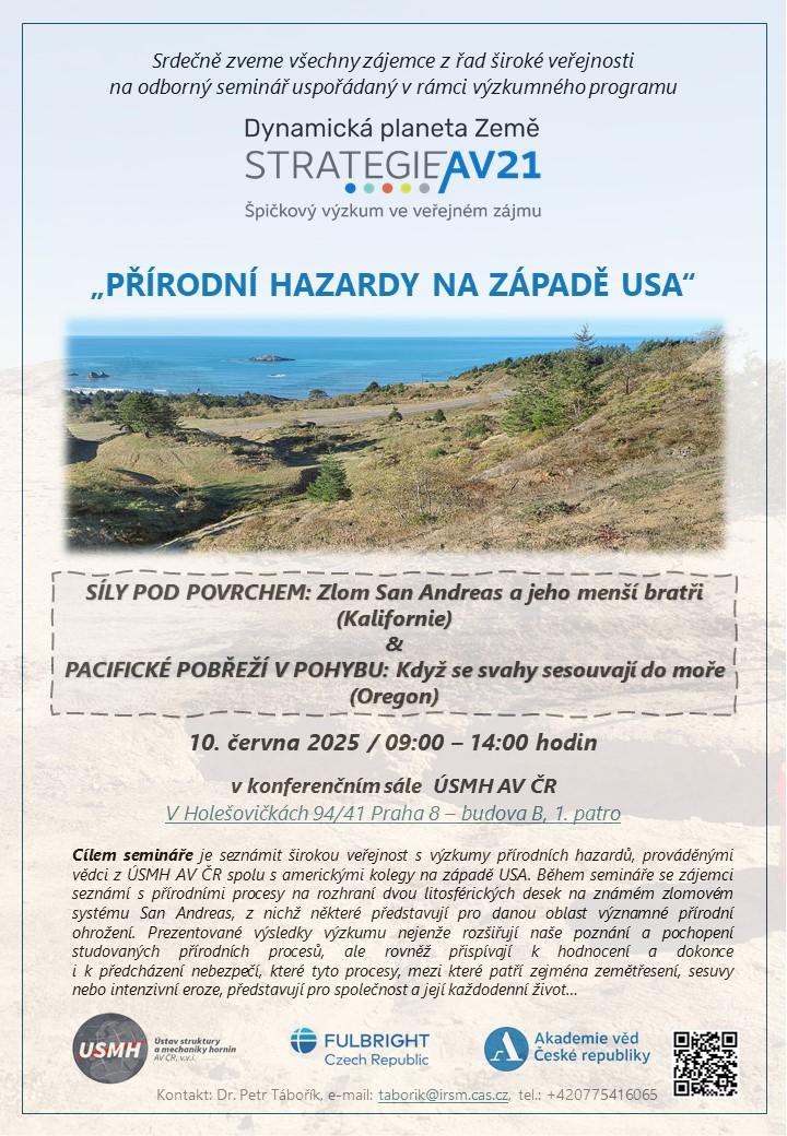 Pozvánka na seminář Přírodní hazardy na západě USA